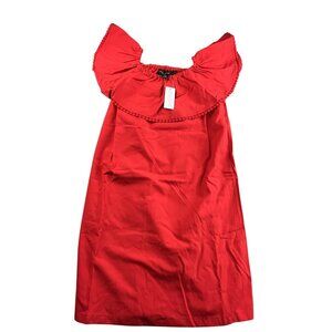 Colleen Lopez Midi Dress Womens XS Red Ruffle Off-the-Shoulder Tunic Top 688980